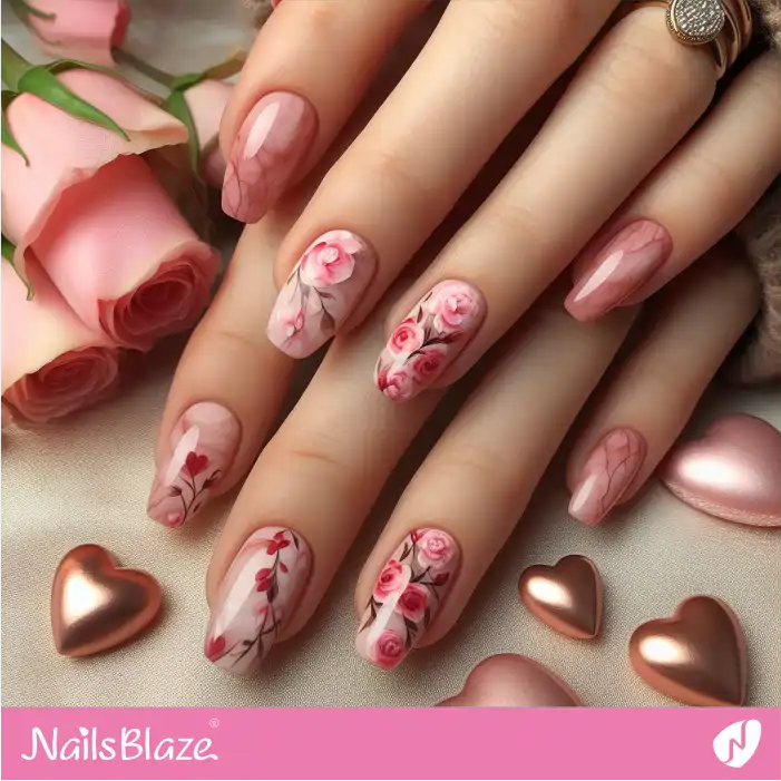 Valentine Roses Nail Design | Valentine Nails - NB2307
